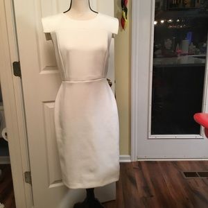 Calvin Klein White Scuba Dress, gold back zipper